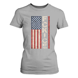 F Ice Retro Distressed American Flag T Shirt For Women Patriotic Against Ice Justice Protest Resistance TS02 Sport Gray Print Your Wear