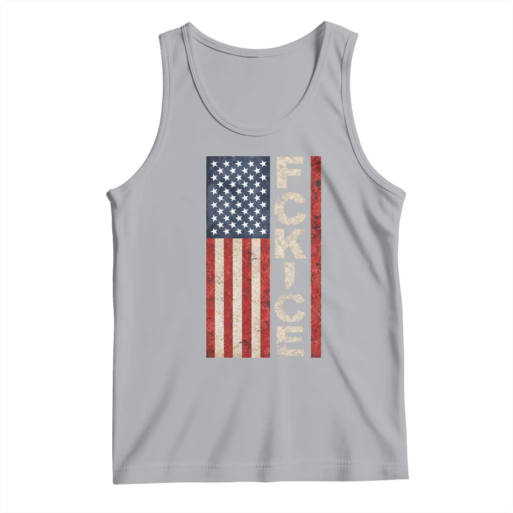 F Ice Retro Distressed American Flag Tank Top Patriotic Against Ice Justice Protest Resistance TS02 Athletic Heather Print Your Wear