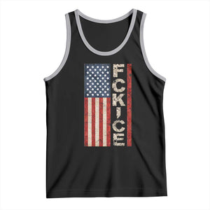 F Ice Retro Distressed American Flag Tank Top Patriotic Against Ice Justice Protest Resistance TS02 Black Athletic Heather Print Your Wear
