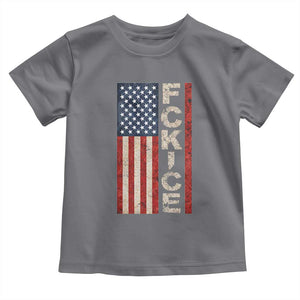 F Ice Retro Distressed American Flag Toddler T Shirt Patriotic Against Ice Justice Protest Resistance TS02 Charcoal Print Your Wear