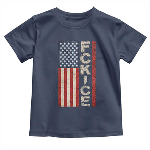 F Ice Retro Distressed American Flag Toddler T Shirt Patriotic Against Ice Justice Protest Resistance TS02 Navy Print Your Wear