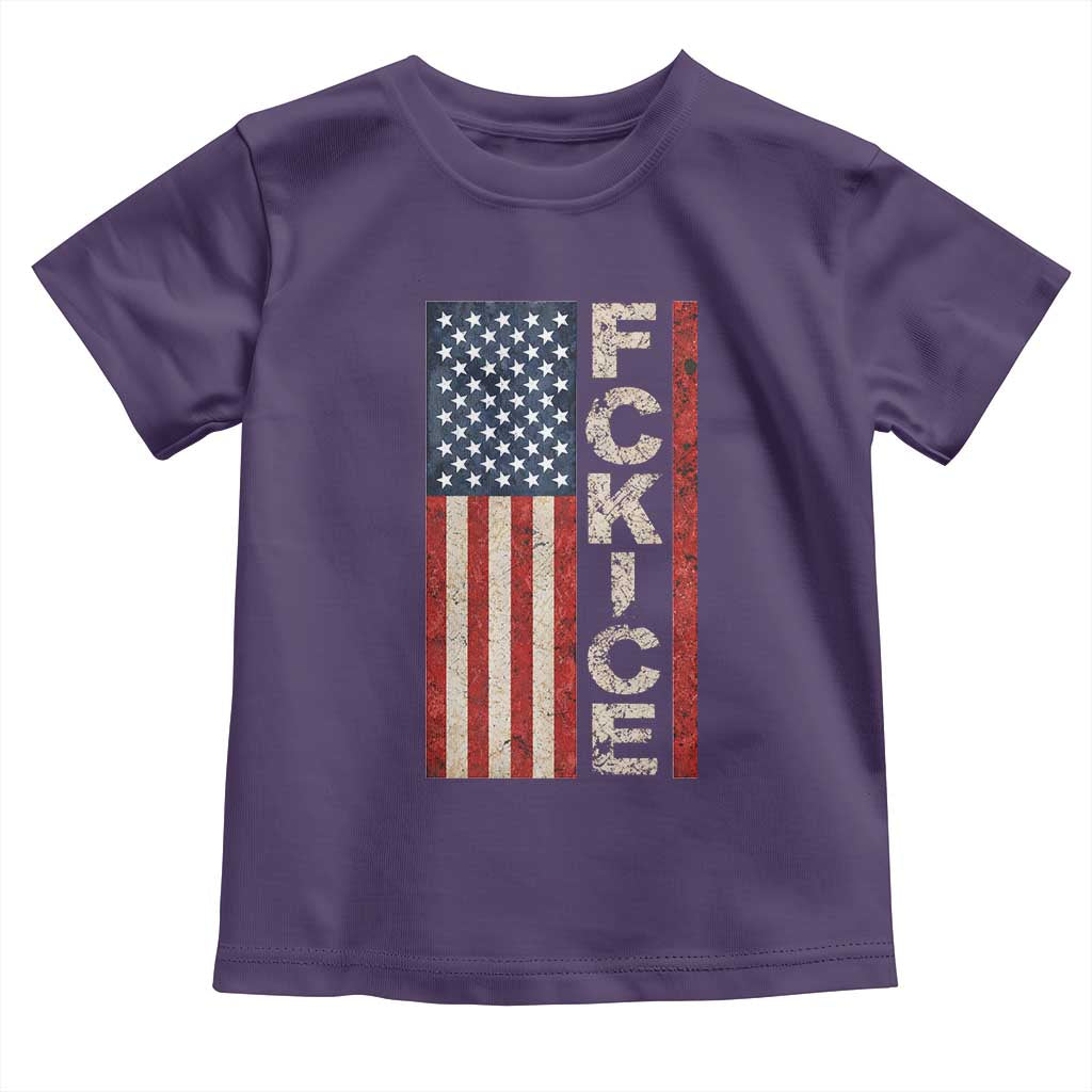 F Ice Retro Distressed American Flag Toddler T Shirt Patriotic Against Ice Justice Protest Resistance TS02 Purple Print Your Wear