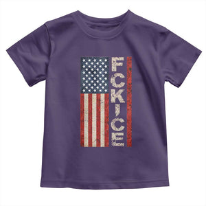 F Ice Retro Distressed American Flag Toddler T Shirt Patriotic Against Ice Justice Protest Resistance TS02 Purple Print Your Wear