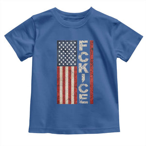 F Ice Retro Distressed American Flag Toddler T Shirt Patriotic Against Ice Justice Protest Resistance TS02 Royal Blue Print Your Wear