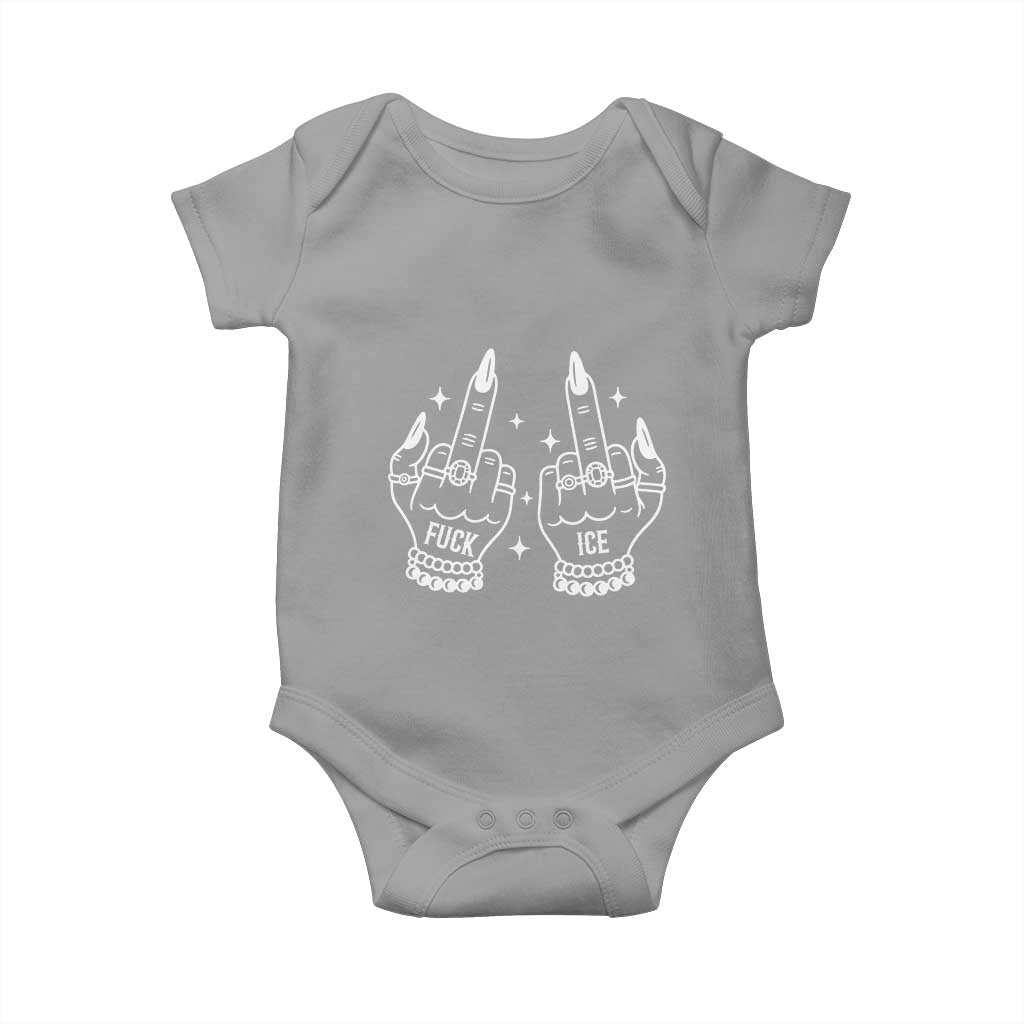 Middle Finger F Ice Baby Onesie Against Ice Violence Outspoken Resistance TS02 Sport Gray Print Your Wear