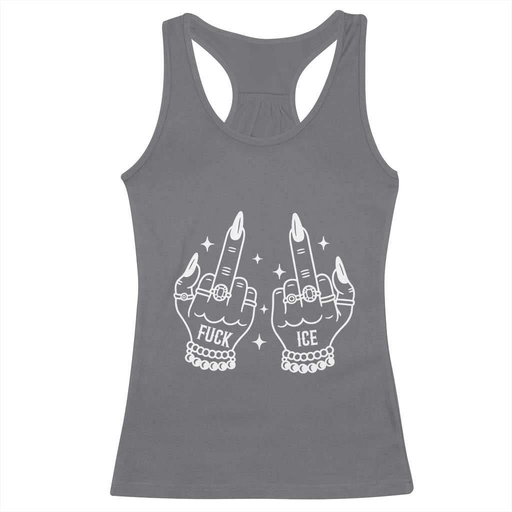 Middle Finger F Ice Racerback Tank Top Against Ice Violence Outspoken Resistance TS02 Charcoal Print Your Wear