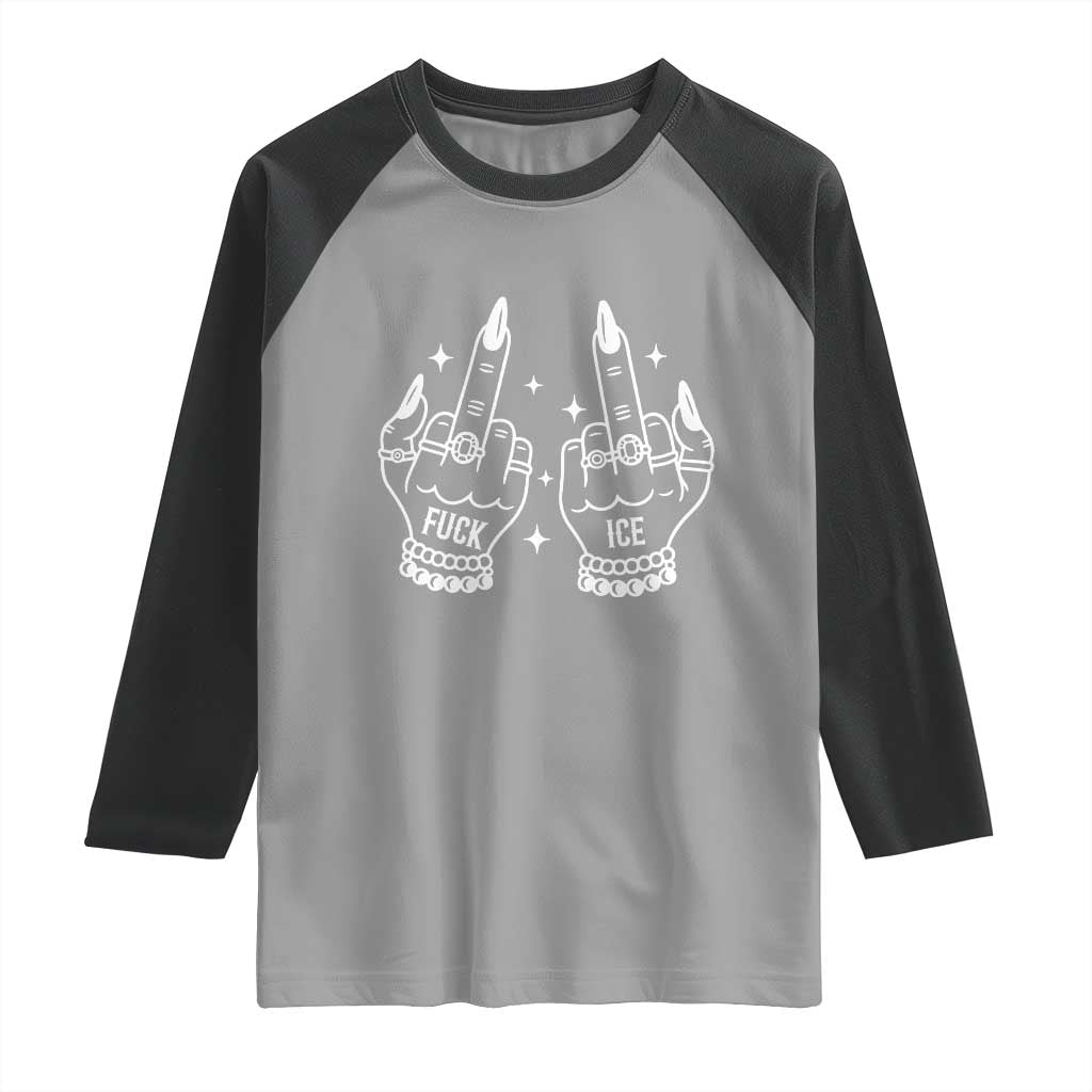 Middle Finger F Ice Raglan Shirt Against Ice Violence Outspoken Resistance TS02 Sport Gray Black Print Your Wear
