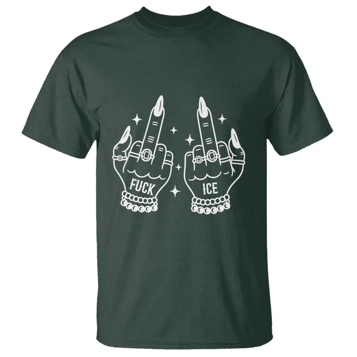 Middle Finger F Ice T Shirt Against Ice Violence Outspoken Resistance TS02 Dark Forest Green Print Your Wear