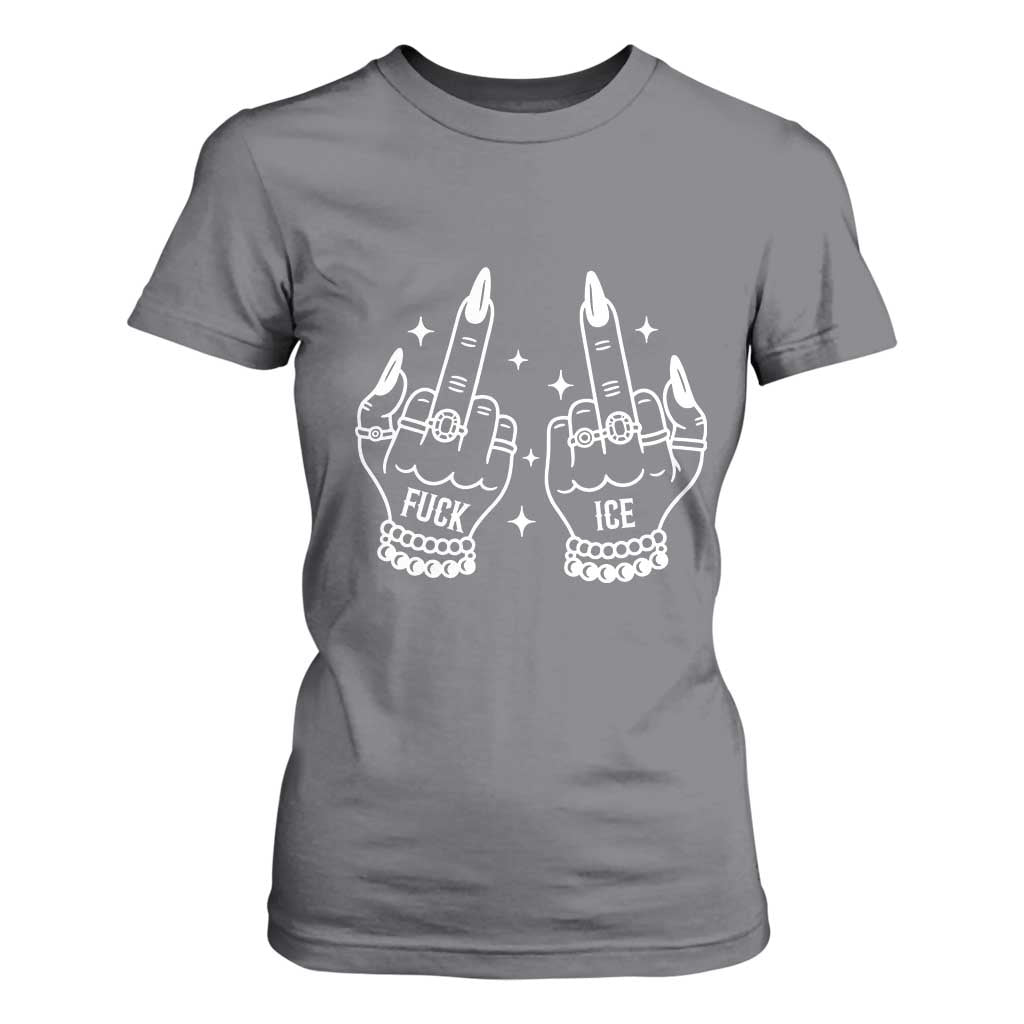 Middle Finger F Ice T Shirt For Women Against Ice Violence Outspoken Resistance TS02 Charcoal Print Your Wear