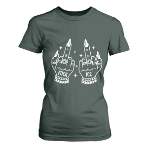 Middle Finger F Ice T Shirt For Women Against Ice Violence Outspoken Resistance TS02 Dark Forest Green Print Your Wear