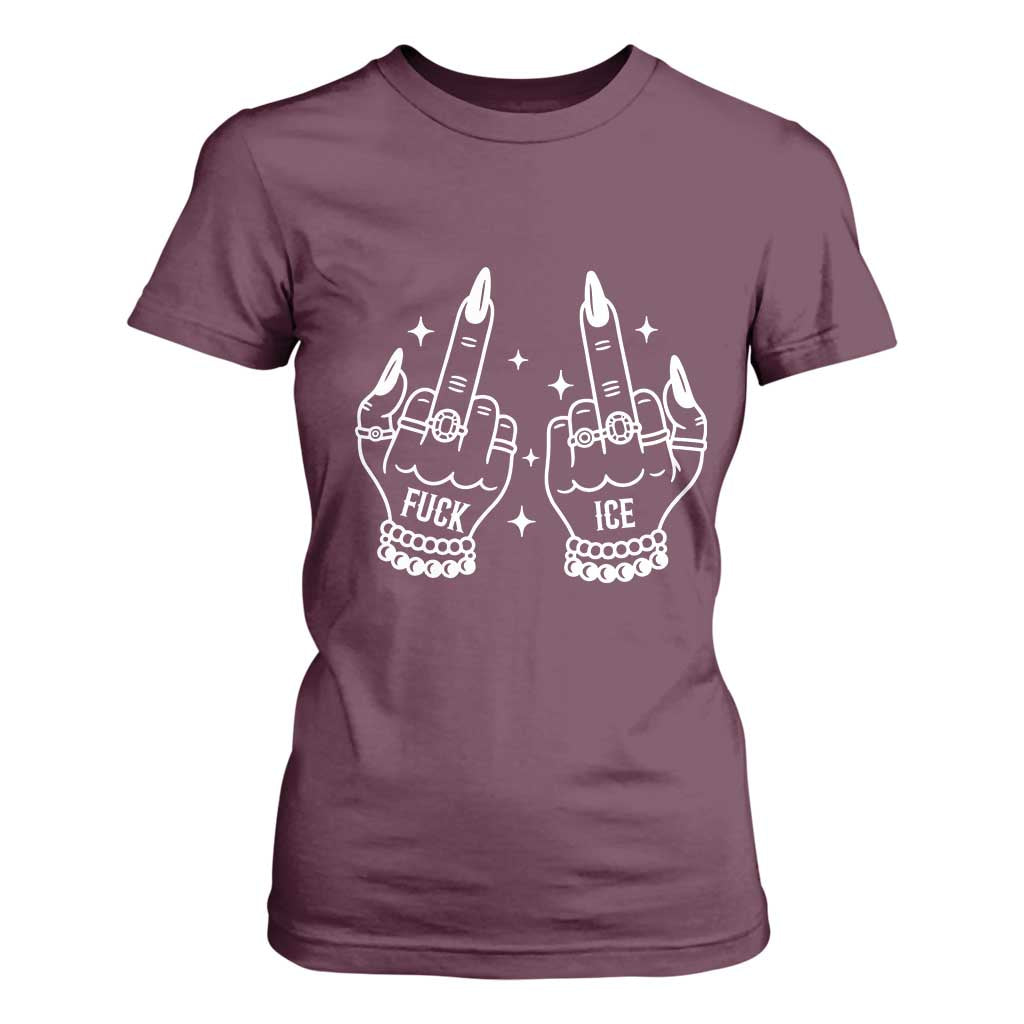 Middle Finger F Ice T Shirt For Women Against Ice Violence Outspoken Resistance TS02 Maroon Print Your Wear