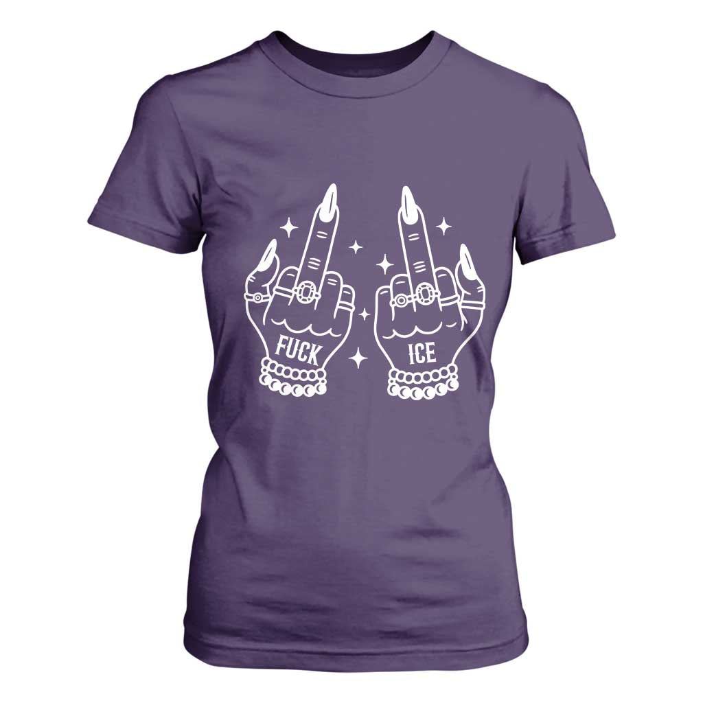 Middle Finger F Ice T Shirt For Women Against Ice Violence Outspoken Resistance TS02 Purple Print Your Wear
