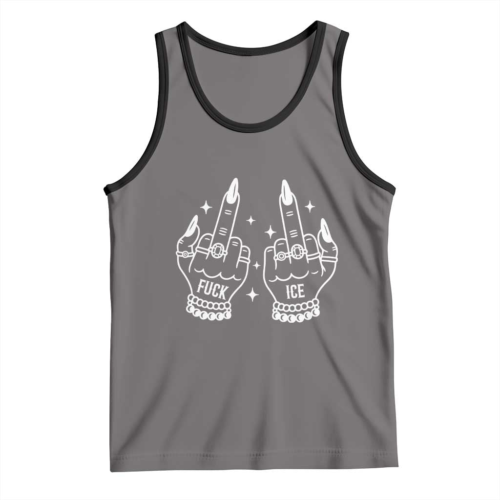 Middle Finger F Ice Tank Top Against Ice Violence Outspoken Resistance TS02 Deep Heather Black Print Your Wear