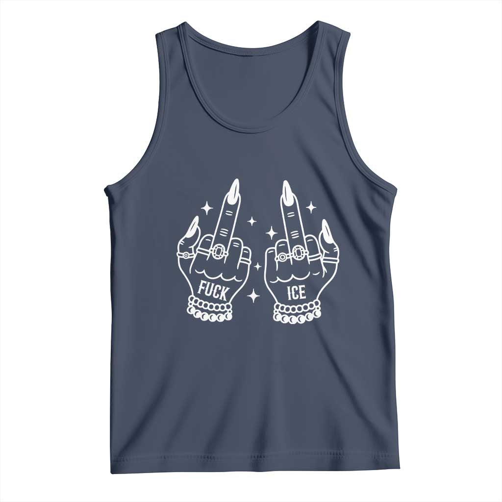 Middle Finger F Ice Tank Top Against Ice Violence Outspoken Resistance TS02 Navy Print Your Wear