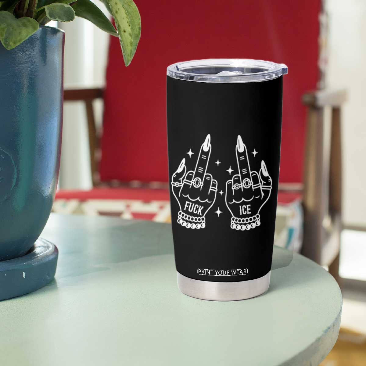 Middle Finger F Ice Tumbler Cup Against Ice Violence Outspoken Resistance TS02 Print Your Wear