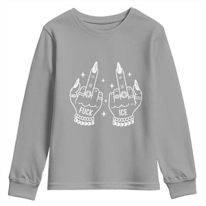 Middle Finger F Ice Youth Sweatshirt Against Ice Violence Outspoken Resistance TS02 Sport Gray Print Your Wear