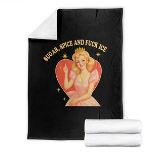 Sugar Spice and F Ice Retro Fairy Throw Blanket Feminist Against Ice Protest Political Resistance TS02 Black Print Your Wear