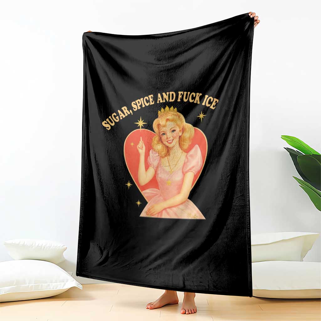 Sugar Spice and F Ice Retro Fairy Throw Blanket Feminist Against Ice Protest Political Resistance TS02 Print Your Wear