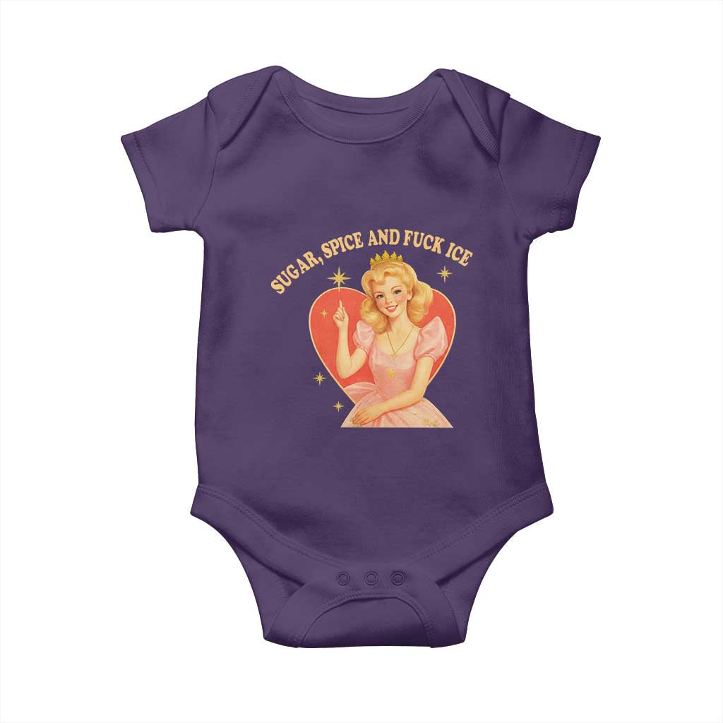 Sugar Spice and F Ice Retro Fairy Baby Onesie Feminist Against Ice Protest Political Resistance TS02 Purple Print Your Wear