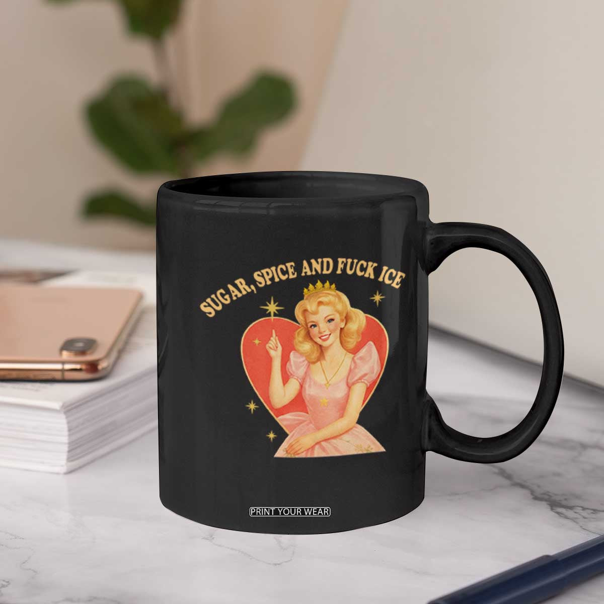 Sugar Spice and F Ice Retro Fairy Coffee Mug Feminist Against Ice Protest Political Resistance TS02 Print Your Wear