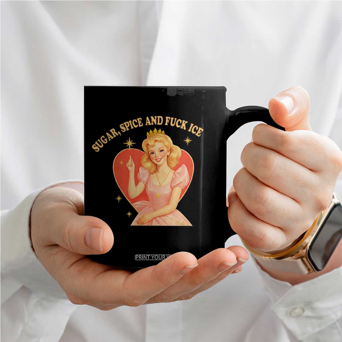 Sugar Spice and F Ice Retro Fairy Coffee Mug Feminist Against Ice Protest Political Resistance TS02 Print Your Wear