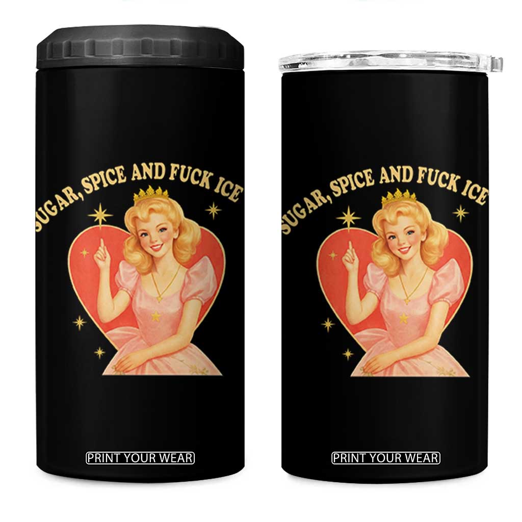 Sugar Spice and F Ice Retro Fairy 4 in 1 Can Cooler Tumbler Feminist Against Ice Protest Political Resistance TS02 One Size: 16 oz Black Print Your Wear