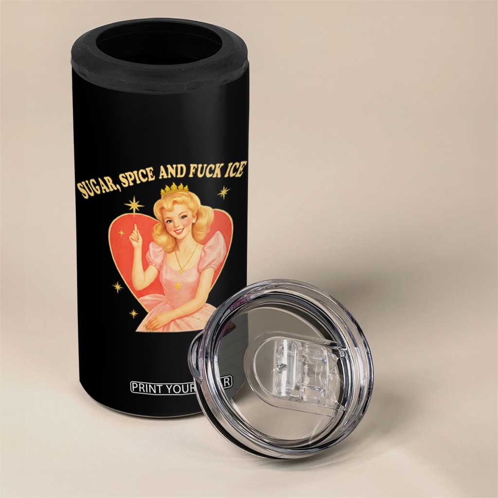 Sugar Spice and F Ice Retro Fairy 4 in 1 Can Cooler Tumbler Feminist Against Ice Protest Political Resistance TS02 Print Your Wear