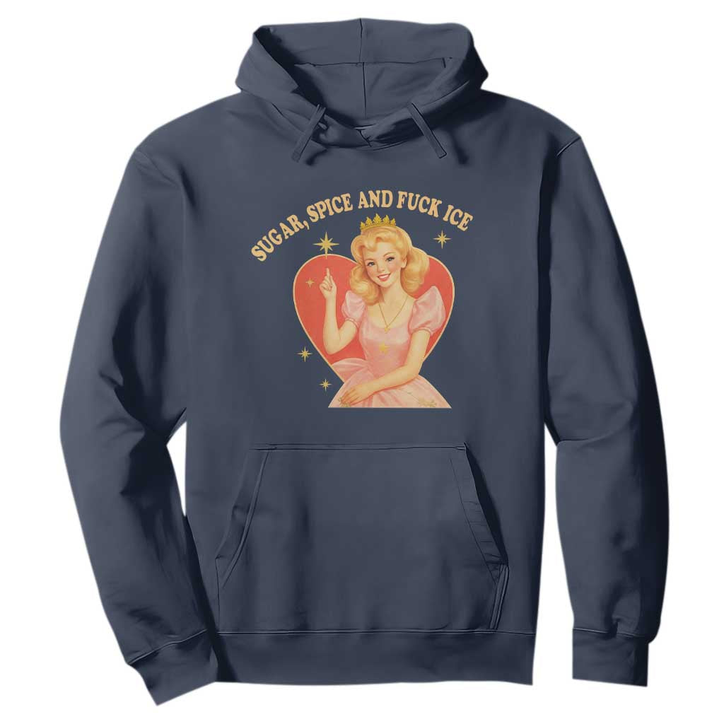Sugar Spice and F Ice Retro Fairy Hoodie Feminist Against Ice Protest Political Resistance TS02 Navy Print Your Wear