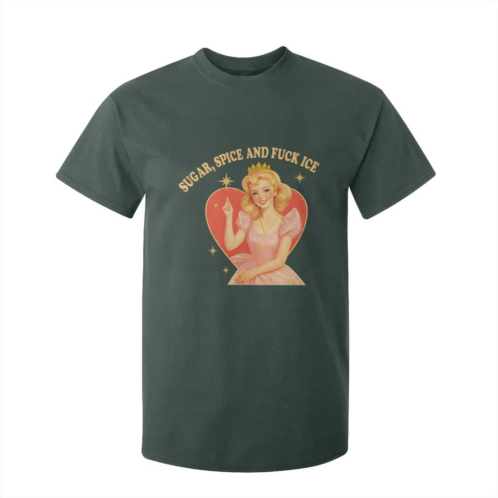 Sugar Spice and F Ice Retro Fairy T Shirt For Kid Feminist Against Ice Protest Political Resistance TS02 Dark Forest Green Print Your Wear