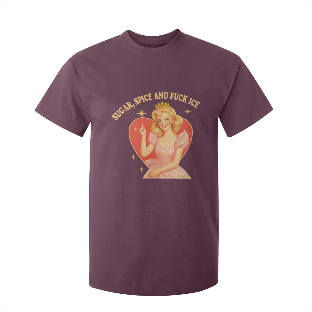 Sugar Spice and F Ice Retro Fairy T Shirt For Kid Feminist Against Ice Protest Political Resistance TS02 Maroon Print Your Wear