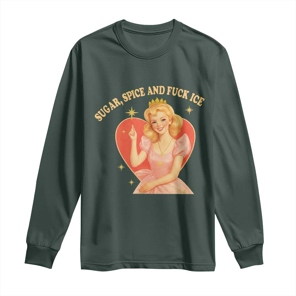 Sugar Spice and F Ice Retro Fairy Long Sleeve Shirt Feminist Against Ice Protest Political Resistance TS02 Dark Forest Green Print Your Wear