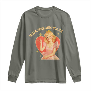 Sugar Spice and F Ice Retro Fairy Long Sleeve Shirt Feminist Against Ice Protest Political Resistance TS02 Military Green Print Your Wear