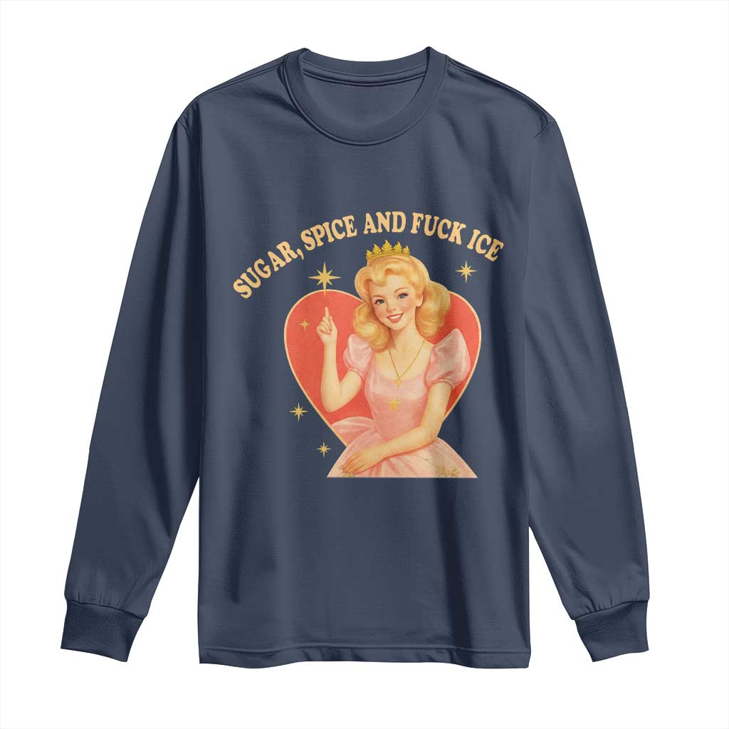 Sugar Spice and F Ice Retro Fairy Long Sleeve Shirt Feminist Against Ice Protest Political Resistance TS02 Navy Print Your Wear