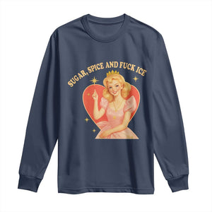 Sugar Spice and F Ice Retro Fairy Long Sleeve Shirt Feminist Against Ice Protest Political Resistance TS02 Navy Print Your Wear