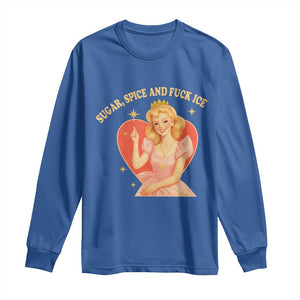 Sugar Spice and F Ice Retro Fairy Long Sleeve Shirt Feminist Against Ice Protest Political Resistance TS02 Royal Blue Print Your Wear