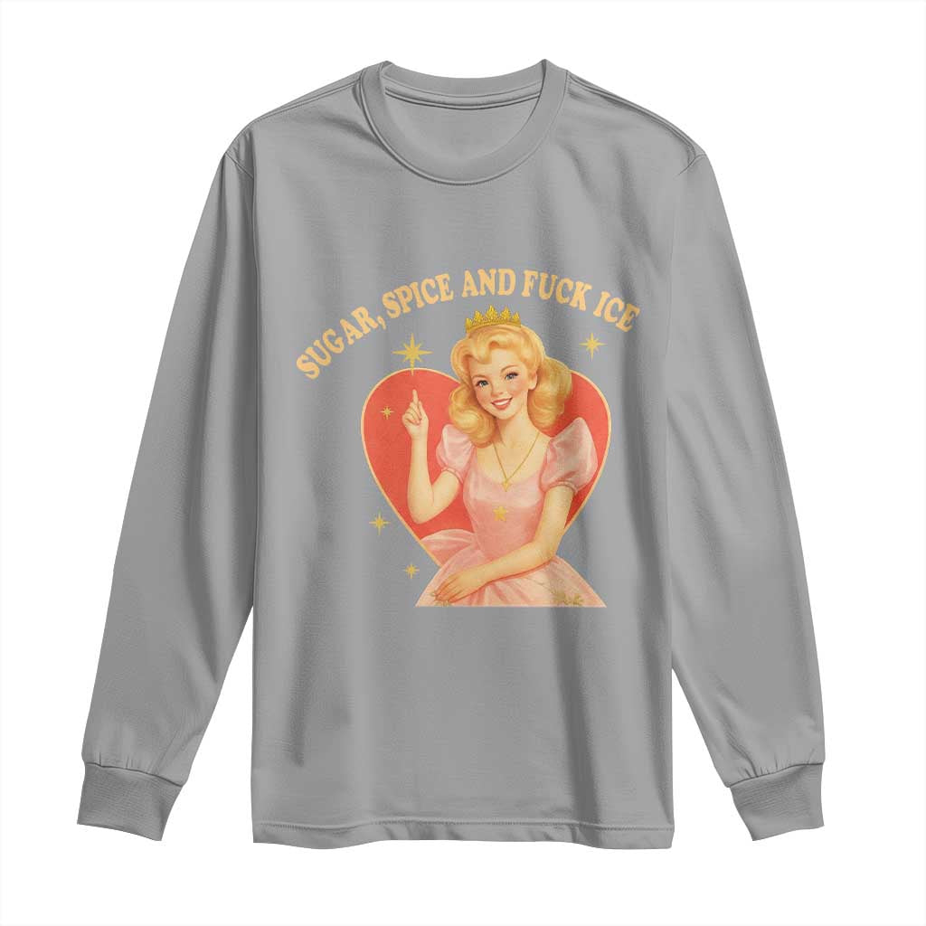 Sugar Spice and F Ice Retro Fairy Long Sleeve Shirt Feminist Against Ice Protest Political Resistance TS02 Sport Gray Print Your Wear