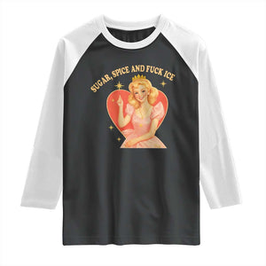 Sugar Spice and F Ice Retro Fairy Raglan Shirt Feminist Against Ice Protest Political Resistance TS02 Black White Print Your Wear