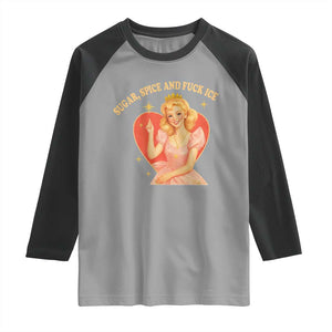 Sugar Spice and F Ice Retro Fairy Raglan Shirt Feminist Against Ice Protest Political Resistance TS02 Sport Gray Black Print Your Wear