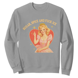 Sugar Spice and F Ice Retro Fairy Sweatshirt Feminist Against Ice Protest Political Resistance TS02 Sport Gray Print Your Wear