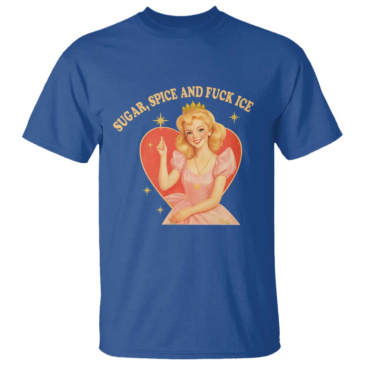 Sugar Spice and F Ice Retro Fairy T Shirt Feminist Against Ice Protest Political Resistance TS02 Royal Blue Print Your Wear