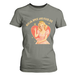 Sugar Spice and F Ice Retro Fairy T Shirt For Women Feminist Against Ice Protest Political Resistance TS02 Military Green Print Your Wear