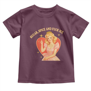 Sugar Spice and F Ice Retro Fairy Toddler T Shirt Feminist Against Ice Protest Political Resistance TS02 Maroon Print Your Wear