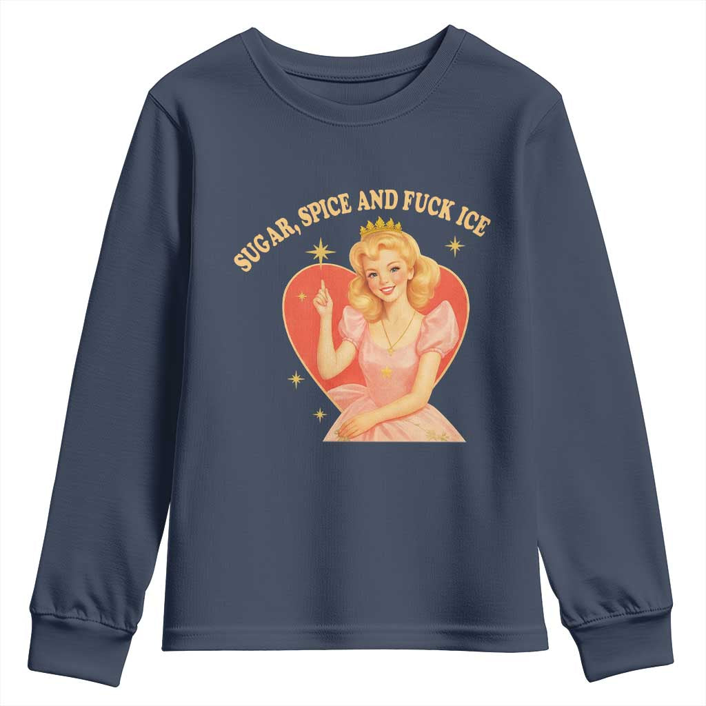 Sugar Spice and F Ice Retro Fairy Youth Sweatshirt Feminist Against Ice Protest Political Resistance TS02 Navy Print Your Wear