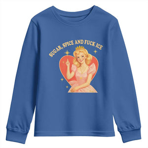 Sugar Spice and F Ice Retro Fairy Youth Sweatshirt Feminist Against Ice Protest Political Resistance TS02 Royal Blue Print Your Wear