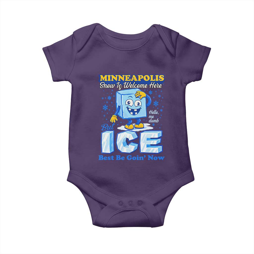Snow is Welcome Ice is Not Baby Onesie Funny Against Ice Minneapolis Resistance and Justice TS02 Purple Print Your Wear