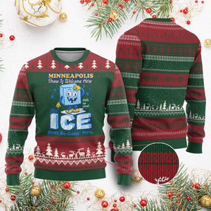 Snow is Welcome Ice is Not Ugly Christmas Sweater Funny Against Ice Minneapolis Resistance and Justice TS02 Red Green Print Your Wear
