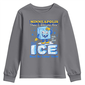 Snow is Welcome Ice is Not Youth Sweatshirt Funny Against Ice Minneapolis Resistance and Justice TS02 Charcoal Print Your Wear
