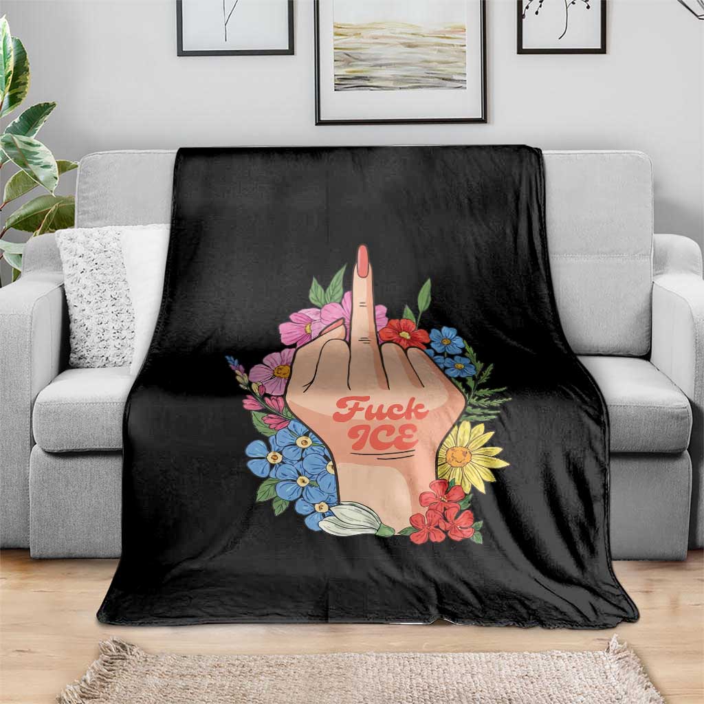 Floral Middle Finger F Ice Throw Blanket TS02 Print Your Wear