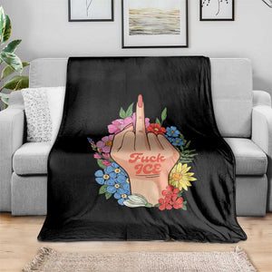 Floral Middle Finger F Ice Throw Blanket TS02 Print Your Wear
