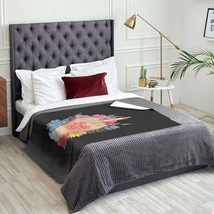 Floral Middle Finger F Ice Throw Blanket TS02 Print Your Wear